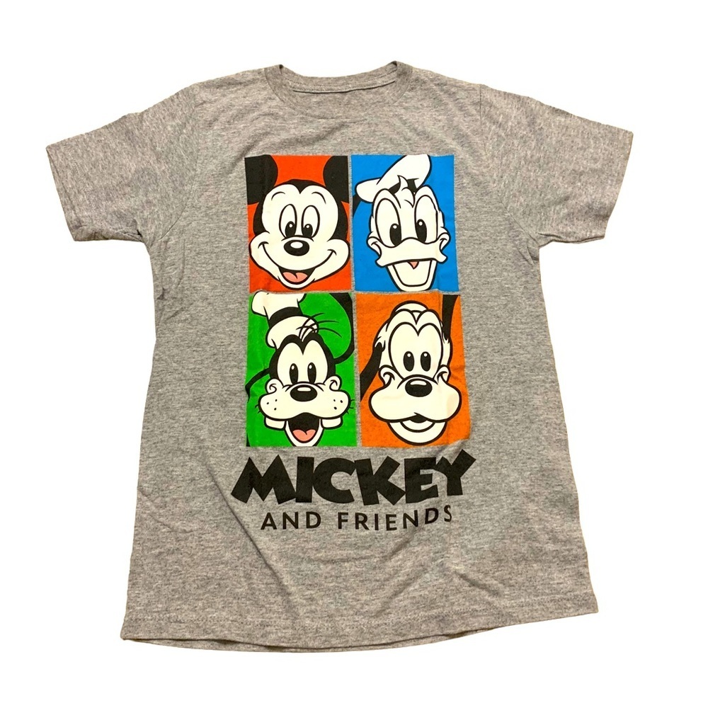 Disney Mickey and Friends Gray T-Shirt Size Large Mickey Donald Goofy Pluto